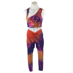 n:Philanthropy Multicolor Tie Dye Sleeveless Crop Top Leggings Pants Set Size S